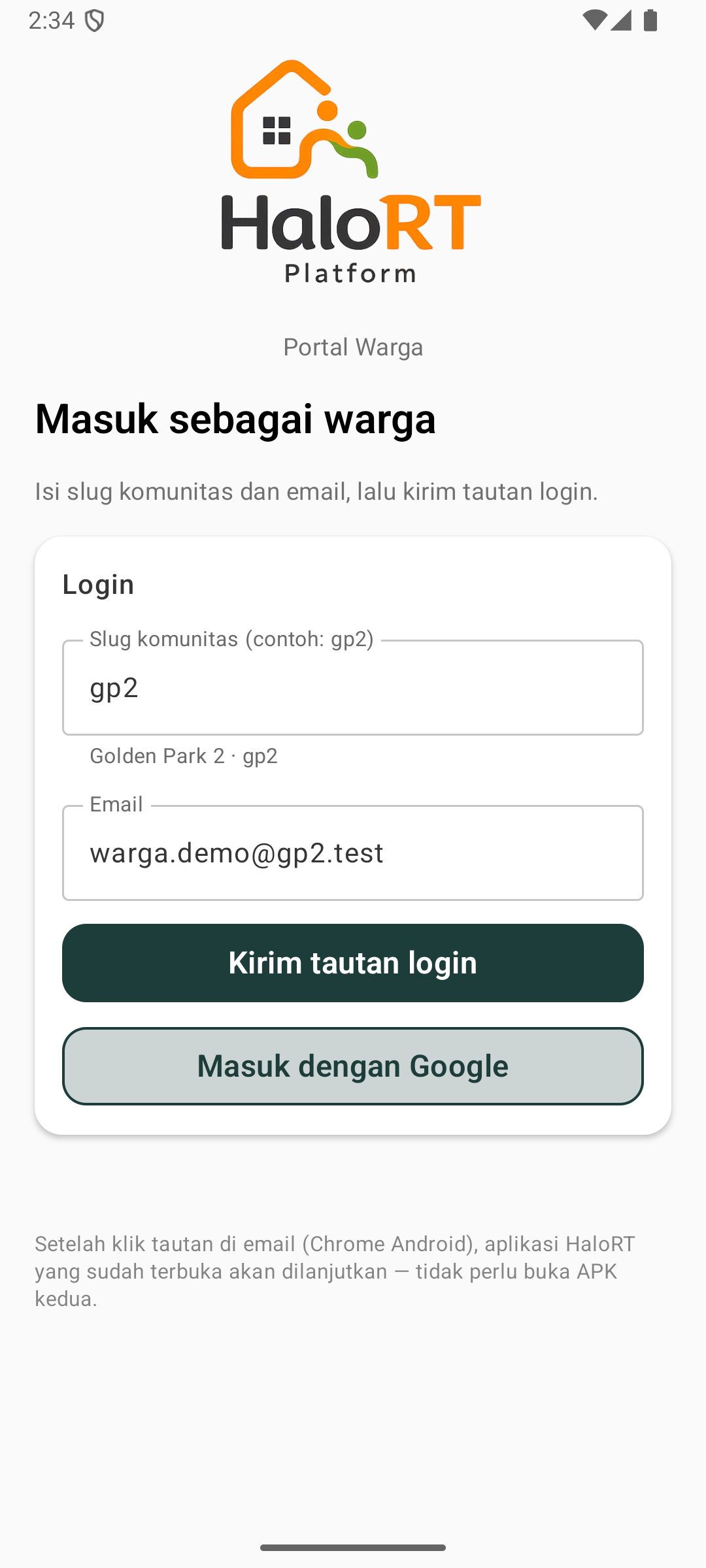Android login