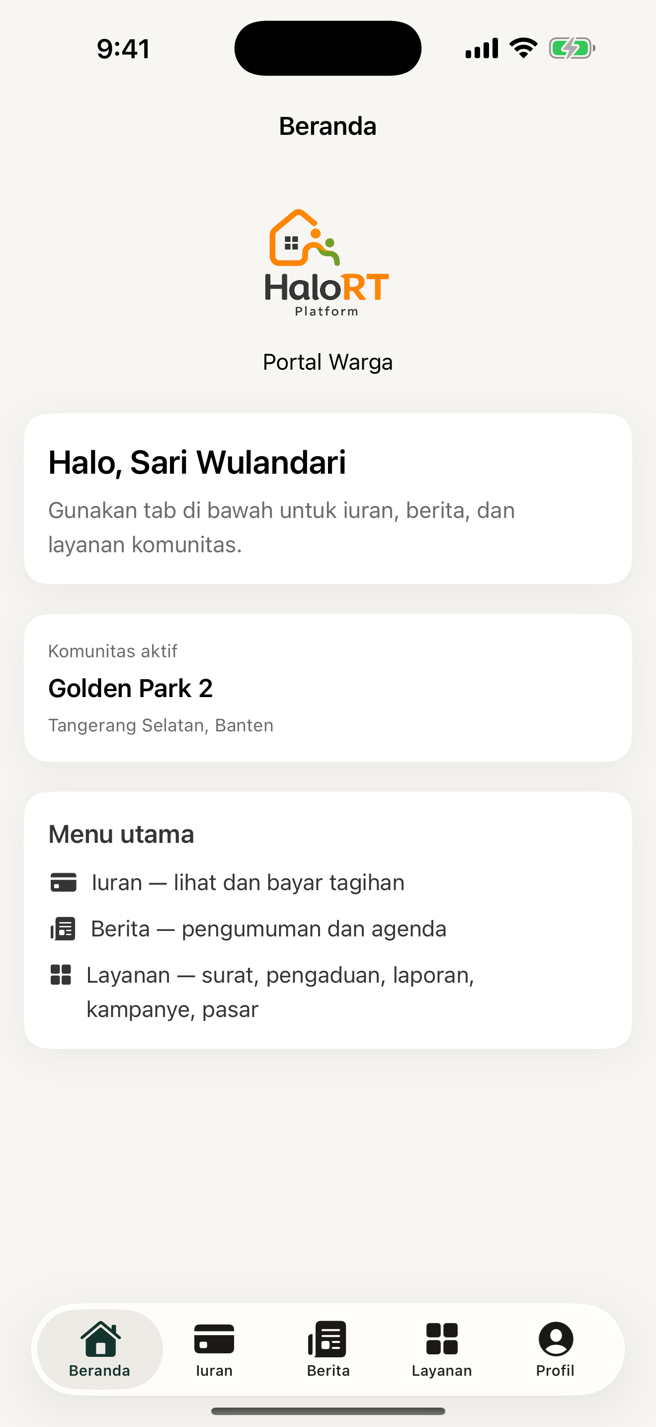 iOS beranda