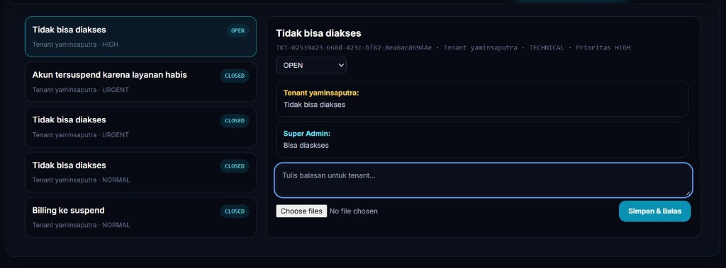 Tanggapan operator + tenant otomatis